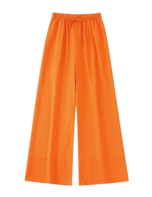 Fashion Orange Woven Lace-up Straight-leg Trousers