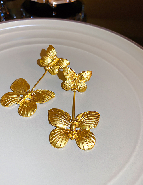 Fashion Gold Metal Butterfly Stud Earrings