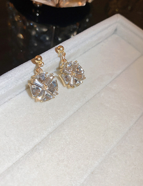 Fashion 7# Gold (alloy) Metal Diamond Square Stud Earrings