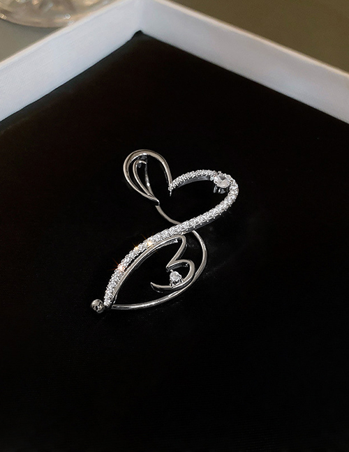 Fashion Ear Hook-silver Metal Diamond Heart Earrings