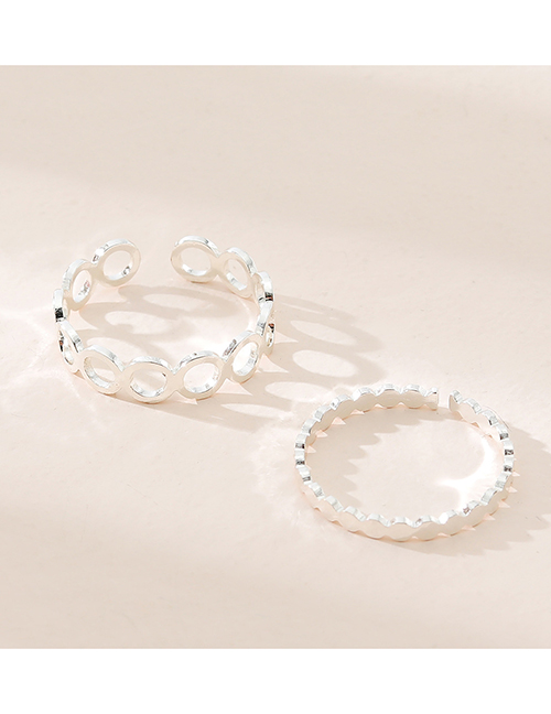 Fashion Silver Alloy Geometric Cutout Round Ring Set