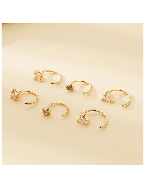 Fashion Gold Bronze Zirconium Square Round Triangle Earring Set