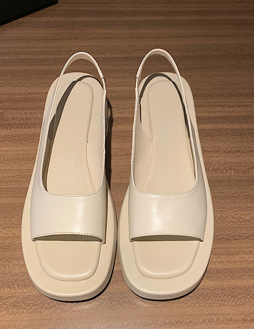 Fashion Creamy-white Platform Roman Flat Sandals