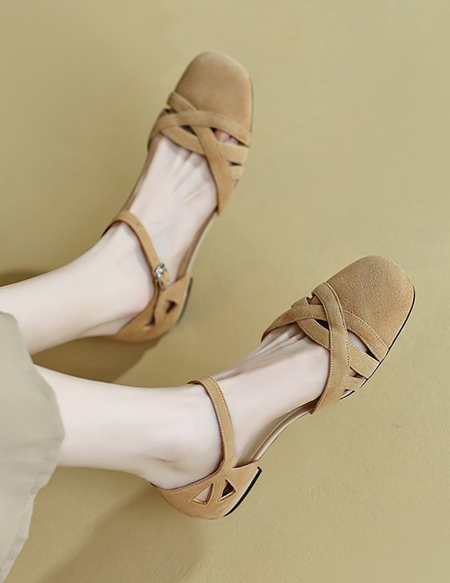 Fashion Apricot Round Toe Sandals