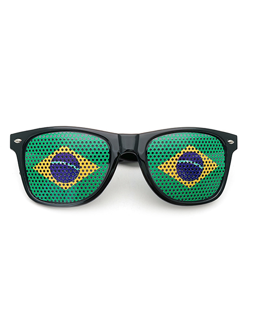 Fashion Brazil Pc Flag Square Large Frame Eyelet Sunglasses