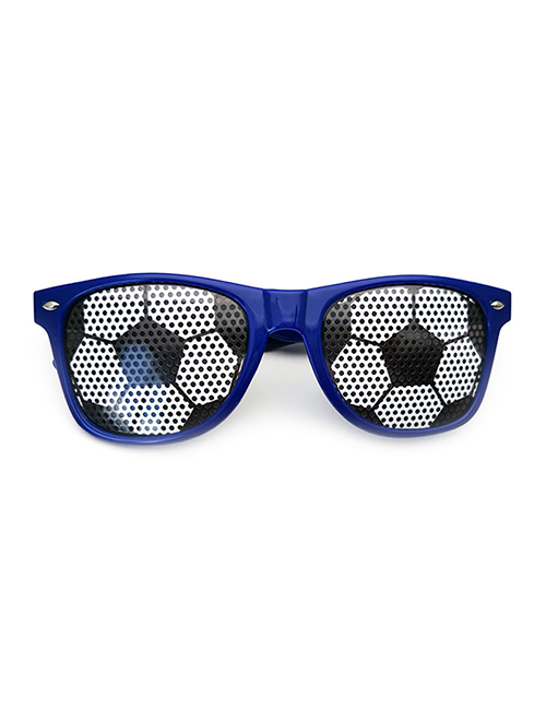 Fashion Blue Frame Football Pc Football Square Large Frame Eyelet Sunglasses