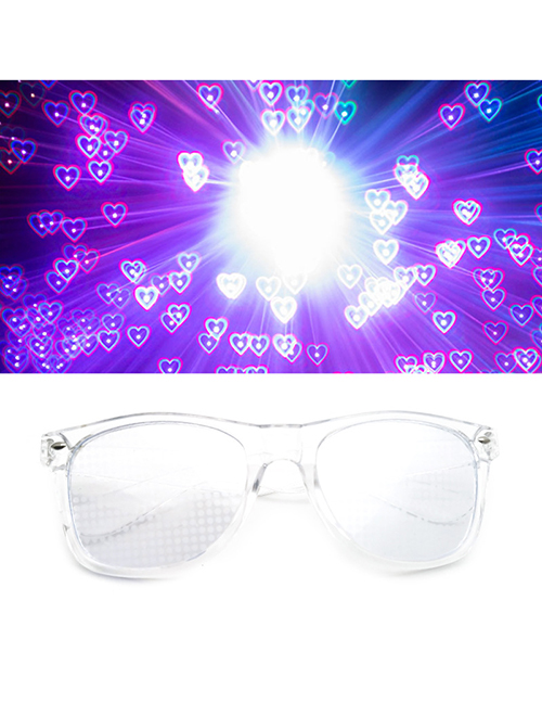 Fashion Transparent Frame Transparent Sheet Pc Diffraction Love Square Large Frame Sunglasses