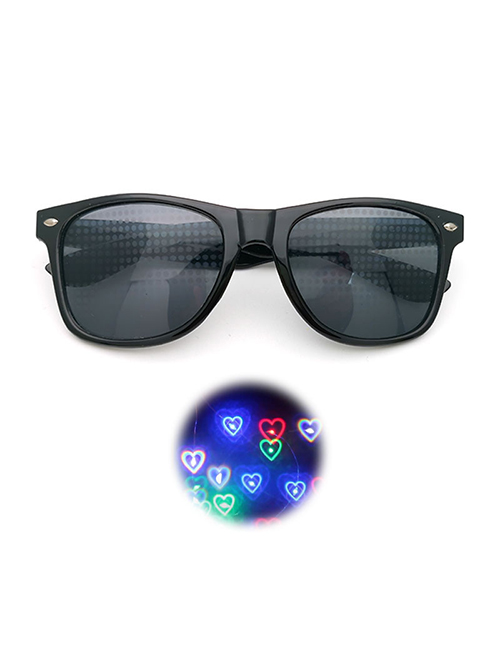 Fashion Black Frame Grey Sheet Pc Diffraction Love Square Large Frame Sunglasses