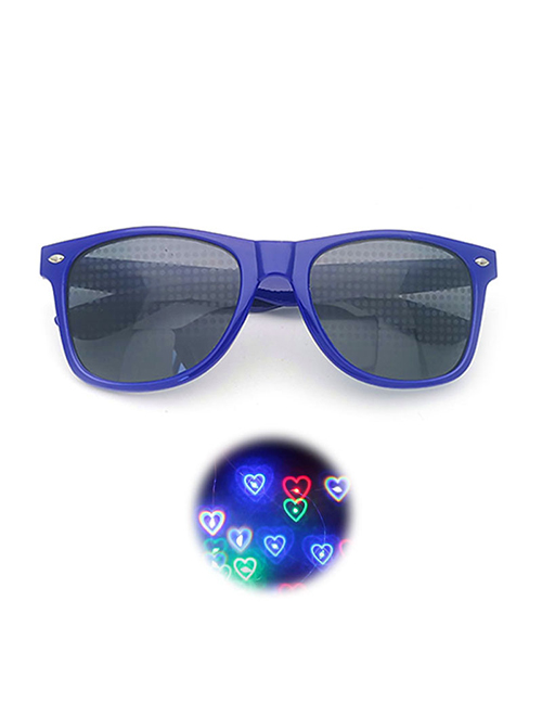 Fashion Blue Frame Grey Sheet Pc Diffraction Love Square Large Frame Sunglasses