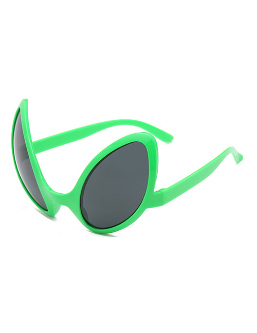 Fashion Green Frame Grey Sheet Pc Irregular Alien Sunglasses