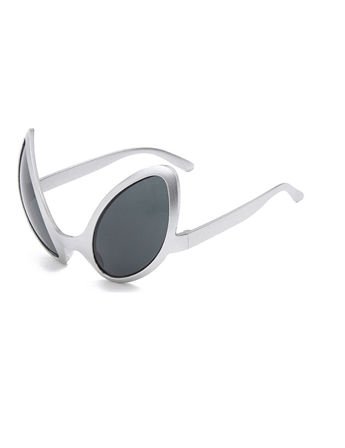 Fashion Silver Frame Grey Sheet Pc Irregular Alien Sunglasses