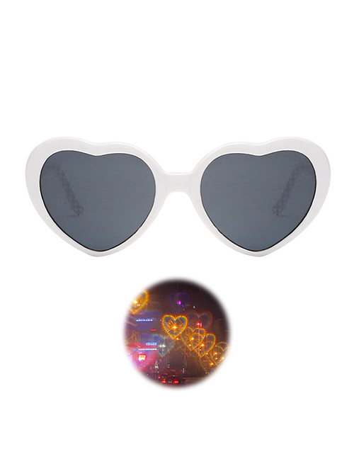 Fashion White Pc Love Special Effect Sunglasses