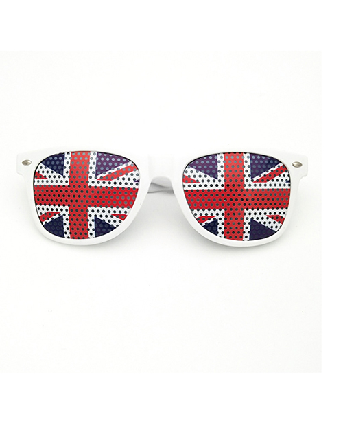 Fashion U.k. Pc Square Large Frame Flag Sunglasses (white)