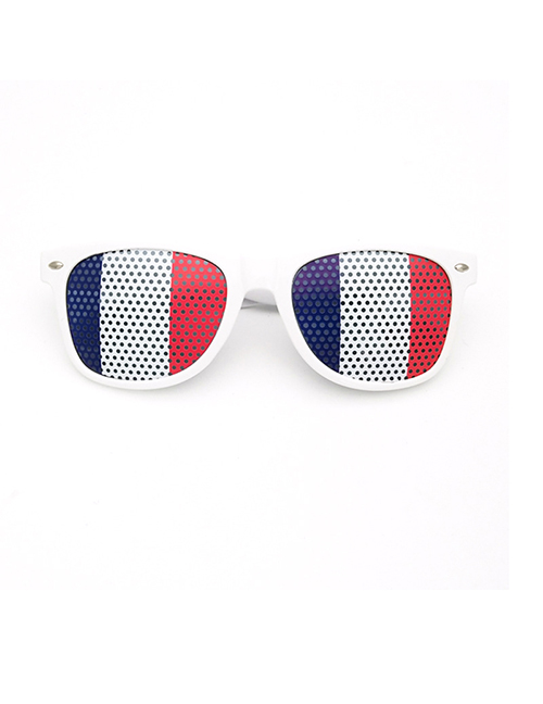 Fashion France Pc Square Large Frame Flag Sunglasses (white)