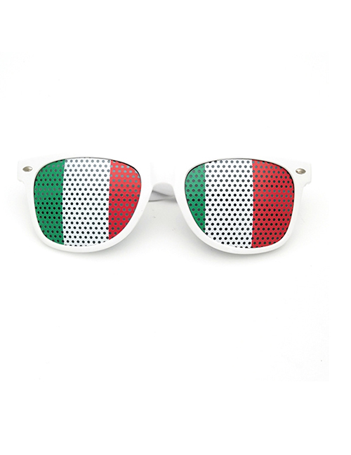 Fashion Italy Pc Square Large Frame Flag Sunglasses (white)