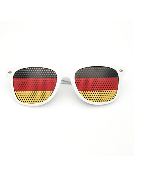 Fashion Germany Pc Square Large Frame Flag Sunglasses (white)
