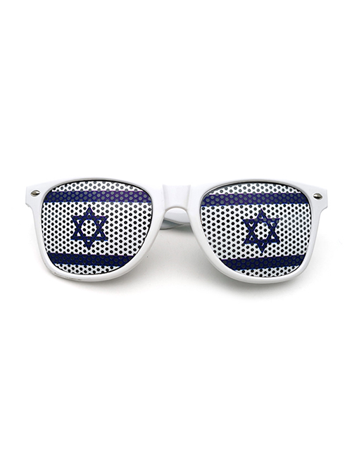 Fashion Israel Pc Square Large Frame Flag Sunglasses (white)