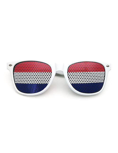Fashion Netherlands Pc Square Large Frame Flag Sunglasses (white)