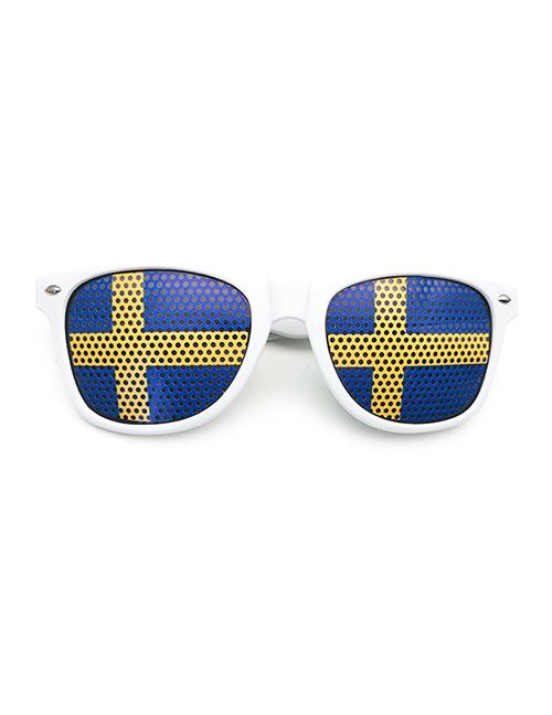 Fashion Sweden Pc Square Large Frame Flag Sunglasses (white)