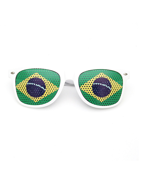 Fashion Brazil Pc Square Large Frame Flag Sunglasses (white)