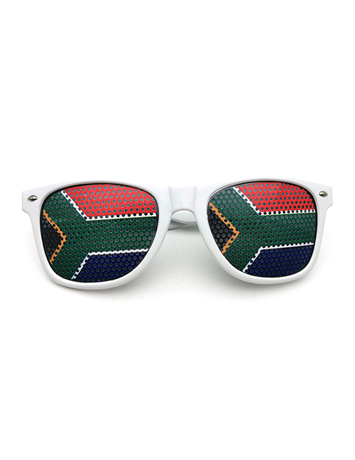 Fashion South Africa Pc Square Large Frame Flag Sunglasses (white)