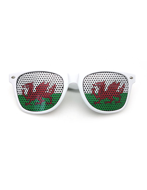Fashion Wales Pc Square Large Frame Flag Sunglasses (white)