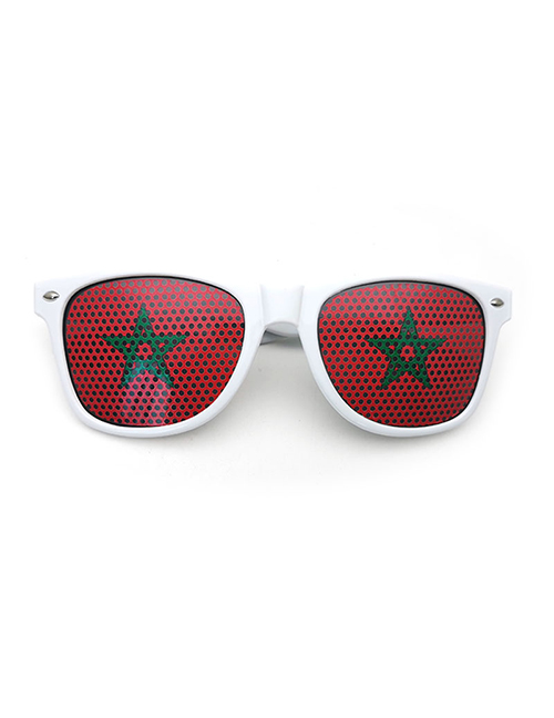 Fashion Morocco Pc Square Large Frame Flag Sunglasses (white)