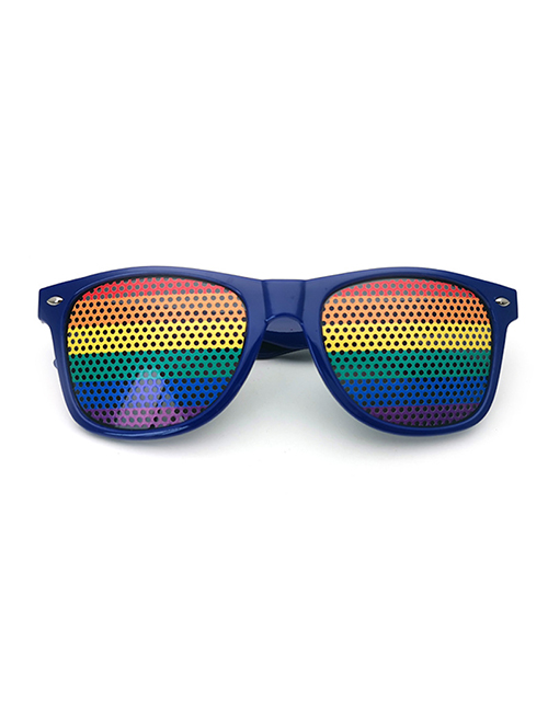 Fashion Rainbow Bar Pc Square Large Frame Flag Sunglasses
