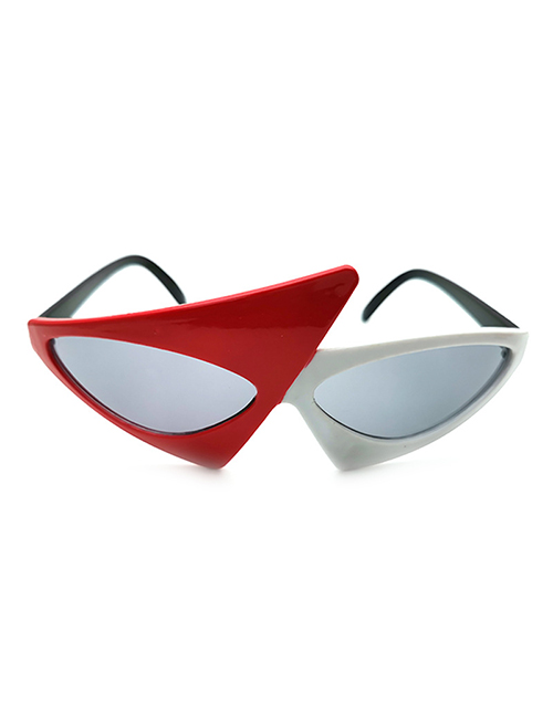 Fashion Left White Right Red Pc Contrast Triangle Sunglasses