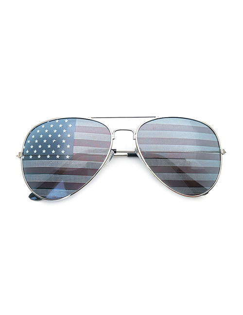 Fashion Silver Frame 02 Pc Flag Sunglasses