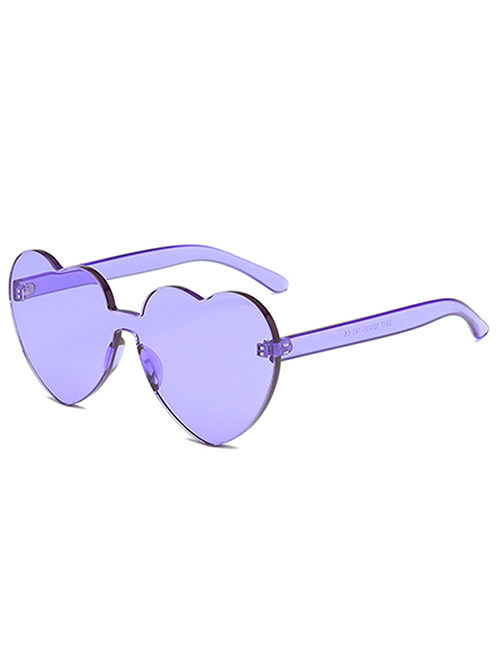 Fashion Purple Rimless Heart Sunglasses