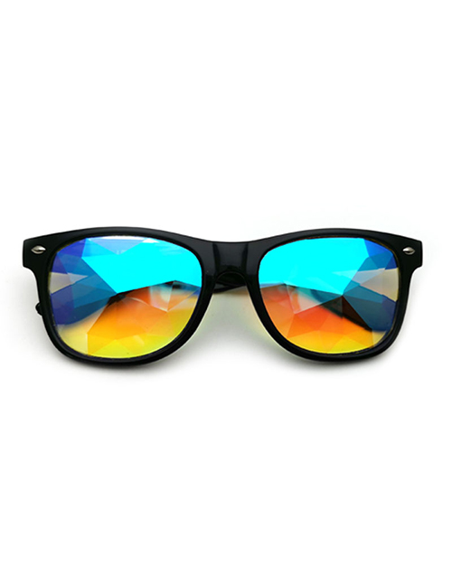 Fashion Black Rice Nail Kaleidoscope Drill Multi-faceted Sunglasses