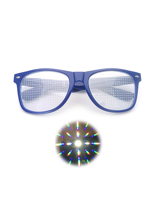 Fashion Blue Box Diffractive Glasses Square Large Frame Flat Mirror