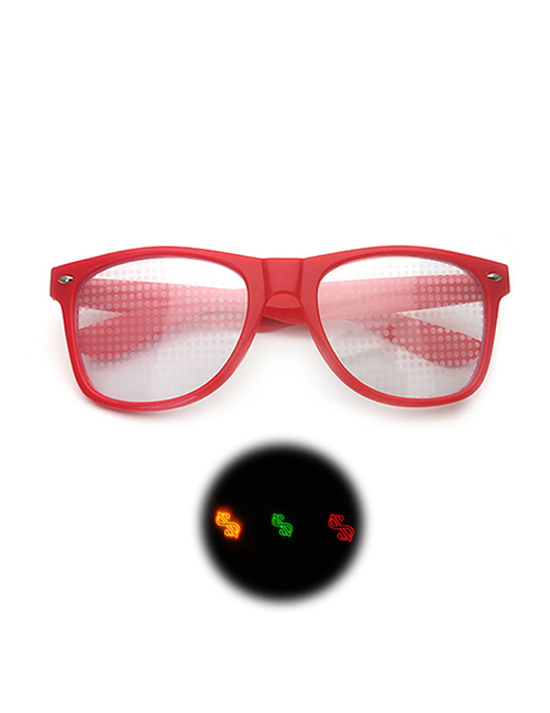 Fashion Red Box Diffractive Fireworks Square Large Frame Sunglasses