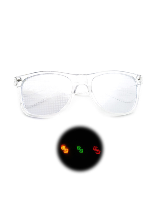 Fashion Transparent Frame Diffractive Fireworks Square Large Frame Sunglasses