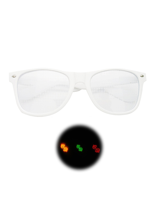 Fashion White Box Diffractive Fireworks Square Large Frame Sunglasses