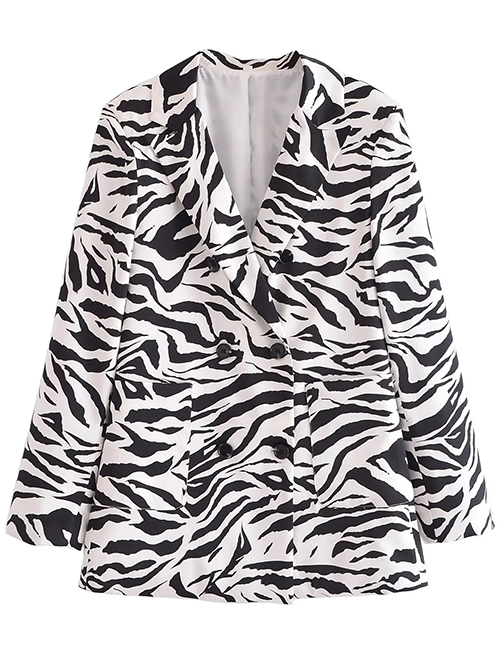 Fashion Black Zebra Print Blazer
