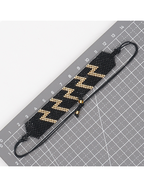 Fashion Black Rice Beaded Braided Lightning Bracelet