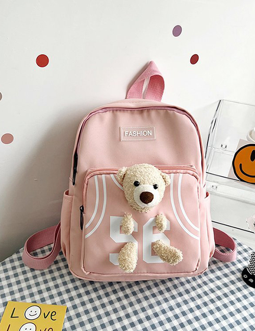 Fashion Pink Cartoon Bear Doll Large Capacity Backpack