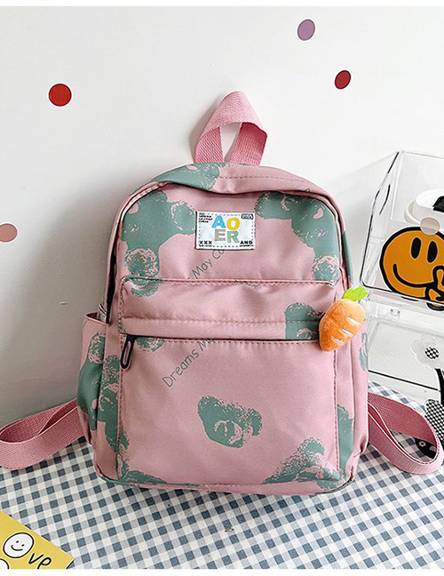 Fashion Pink Nylon Print Large Capacity Backpack