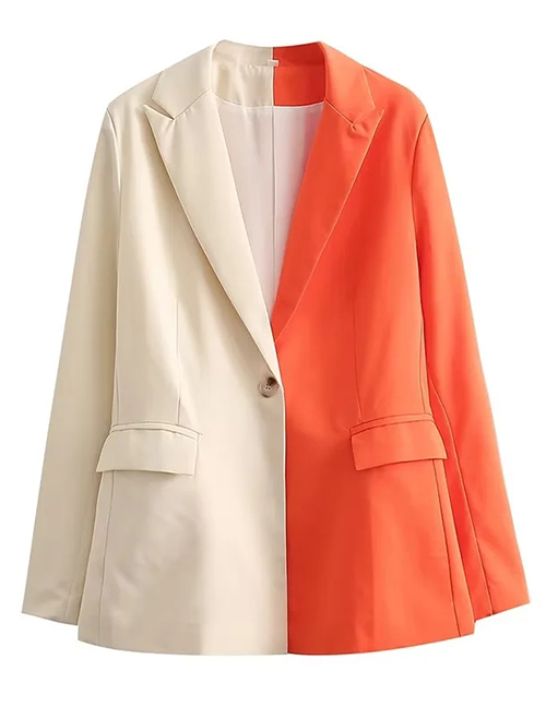 Fashion Orange Contrast-paneled Blazer