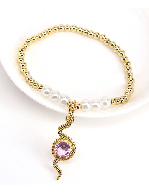 Fashion Pink Bronze Crystal Serpent Bracelet