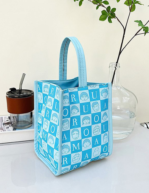 Fashion Blue Pu Print Large Capacity Handbag