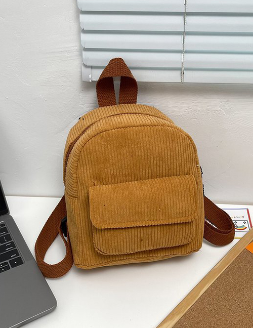 Fashion Light Brown Corduroy Large Capacity Backpack