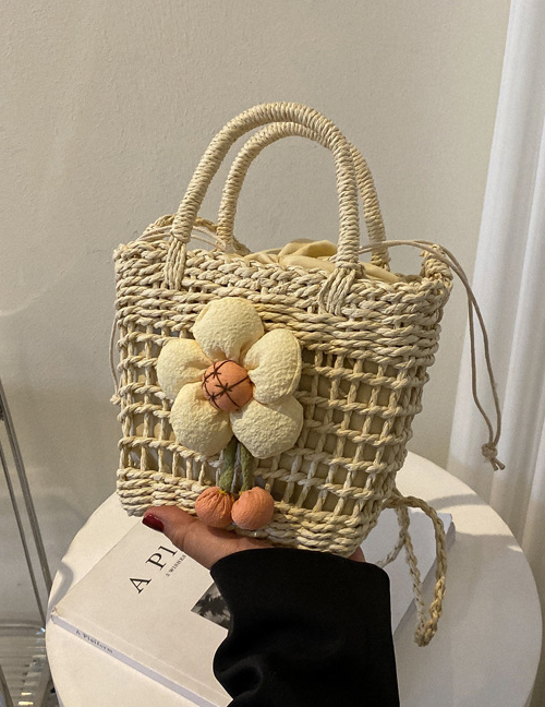Fashion Small Flower White Straw Floral Bracelet Crossbody Bag