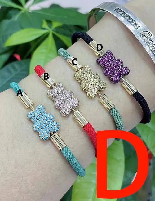 Fashion D Brass Diamond Bear Bracelet