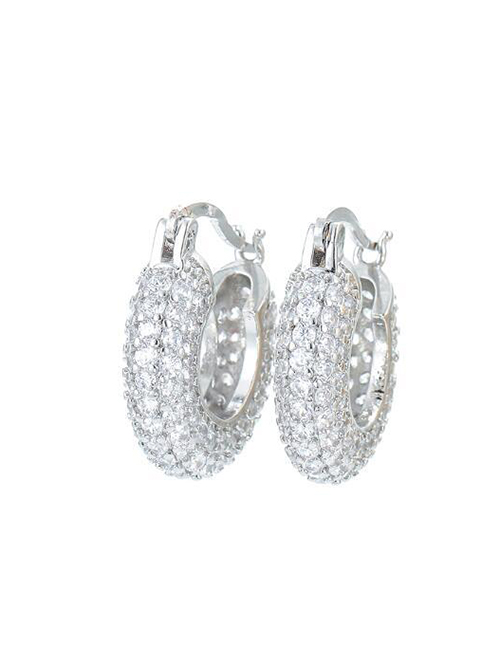 Fashion Small - Platinum Bronze Zirconium Geometric Round Earrings