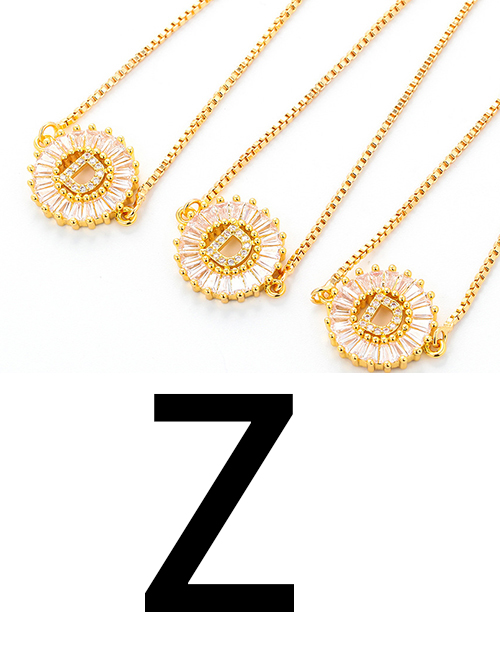 Fashion Z Bronze Zirconium 26 Letter Round Necklace