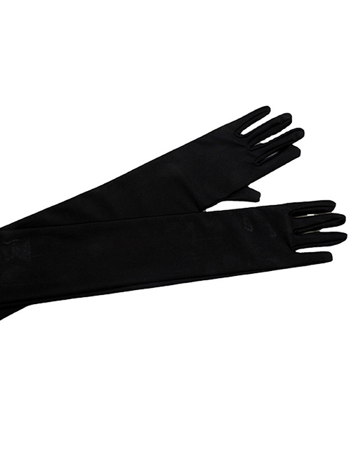 Fashion Black Long Gloves Polyester Extended Sunscreen Gloves