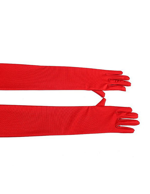 Fashion Red Long Gloves 45cm Polyester Extended Sunscreen Gloves